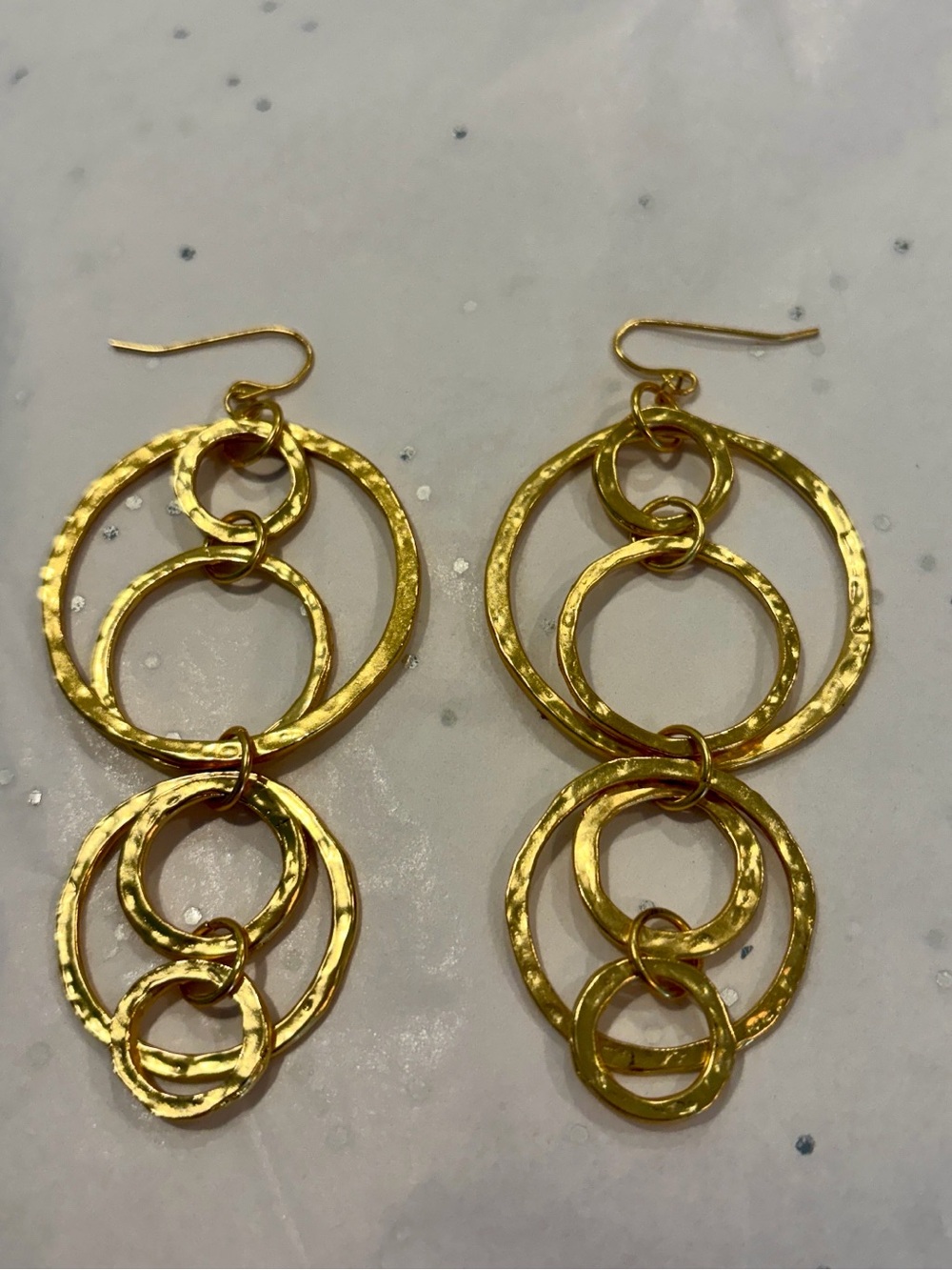 Gold-Tone Hammered Link Drop Earrings